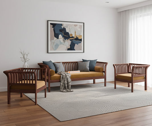 Garud 3 + 1 + 1 Sofa Set Mustard Yellow - Furnishka