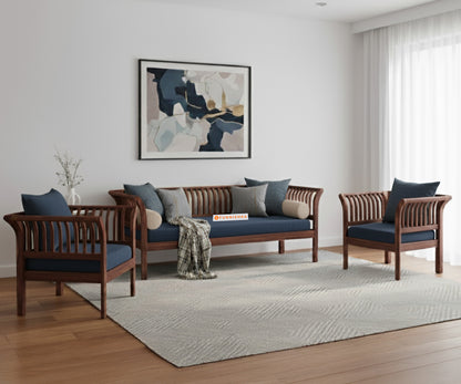 Garud 3 + 1 + 1 Sofa Set Persian Blue - Furnishka 