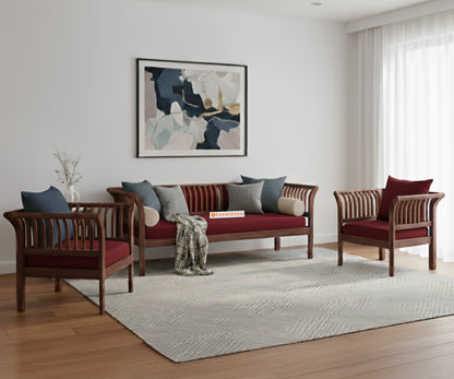 Garud 3 + 1 + 1 Sofa Set Red Wine - Furnishka 