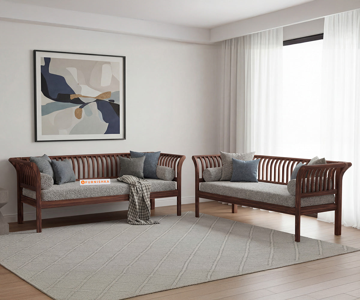 Garud 3 + 2 Sofa Set With Anthology Fabric Grey - Furnishka