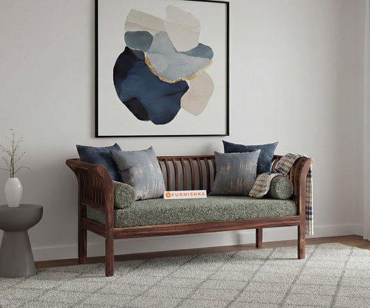 Garud Sofa 2 Seater With Anthology Fabric Green - Furnishka