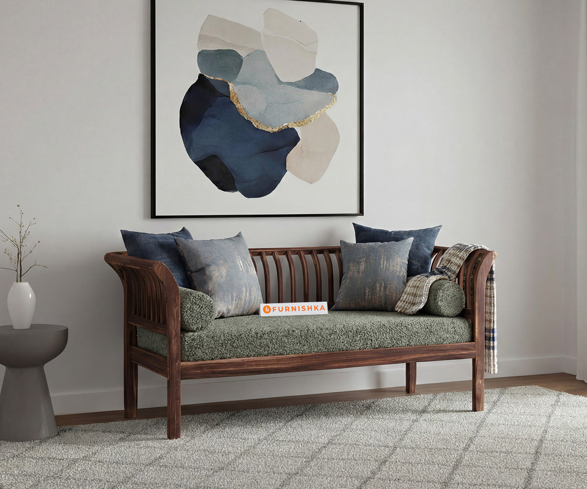 Garud Sofa 2 Seater With Anthology Fabric Green - Furnishka