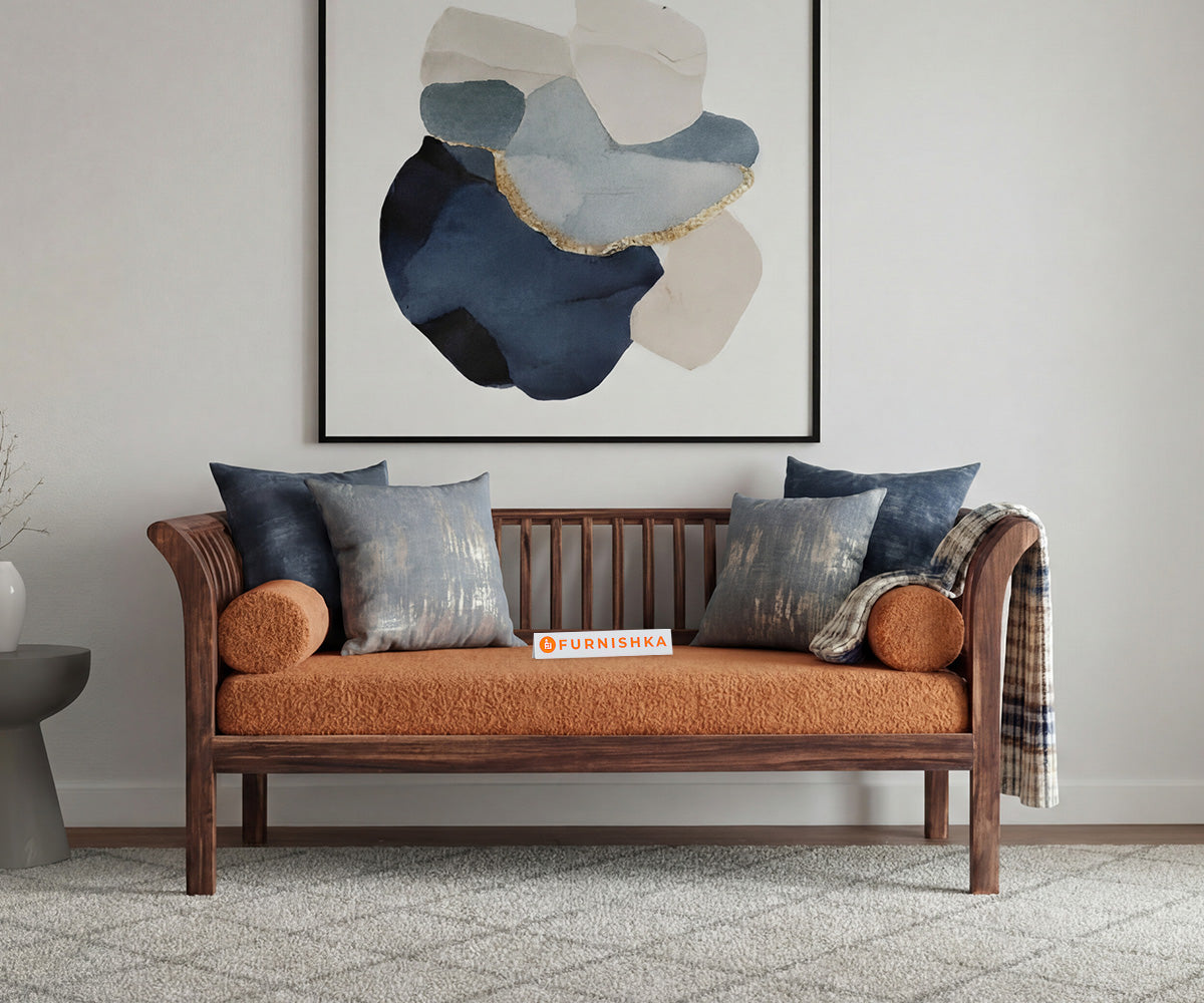 Garud Sofa 2 Seater With Anthology Fabric Orange - Furnishka