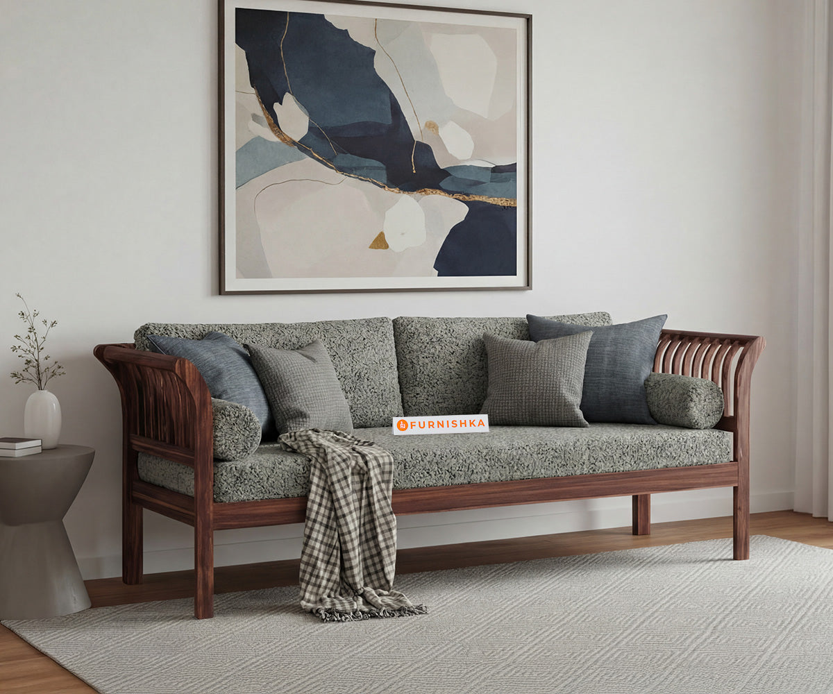 Garud Sofa 3 Seater With Anthology Fabric Green - Furnishka