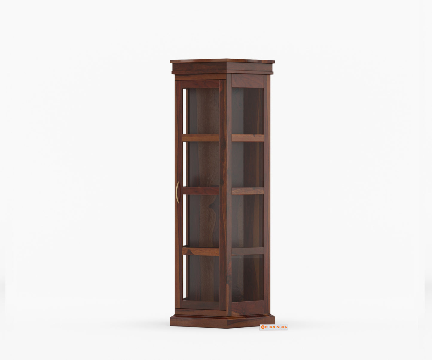 George Sheesham Wood Corner Book Shelf - Furnishka 