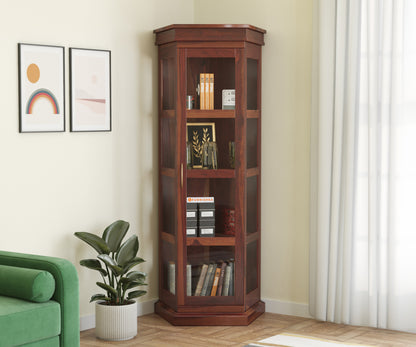 George Sheesham Wood Corner Book Shelf - Furnishka 