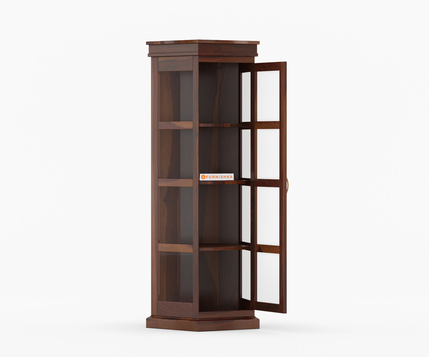 George Sheesham Wood Corner Book Shelf - Furnishka 