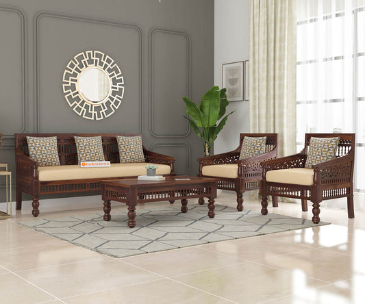 Grace solid Sheesham Wood Sofa Set - Furnishka 
