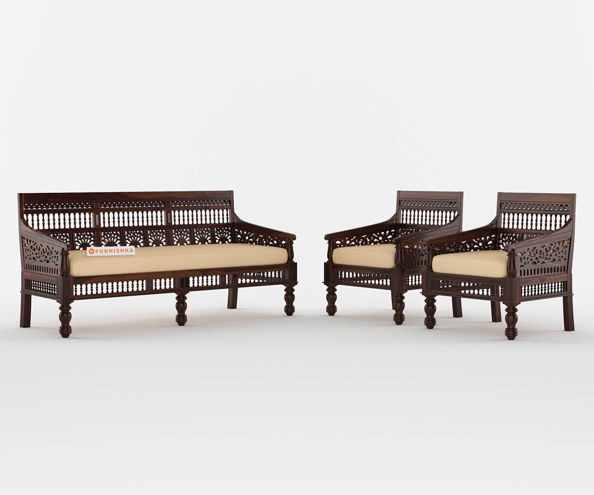 Grace solid Sheesham Wood Sofa Set - Furnishka 