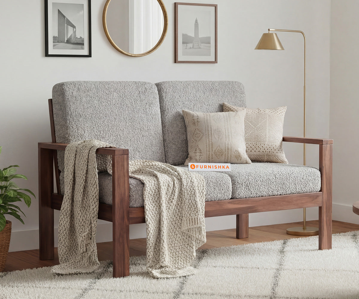 Halle 2 Seater Sofa Set With Anthology Fabric  Space Grey - Furnishka