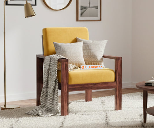 Halle sofa-1 Seater Mustard Yellow - Furnishka
