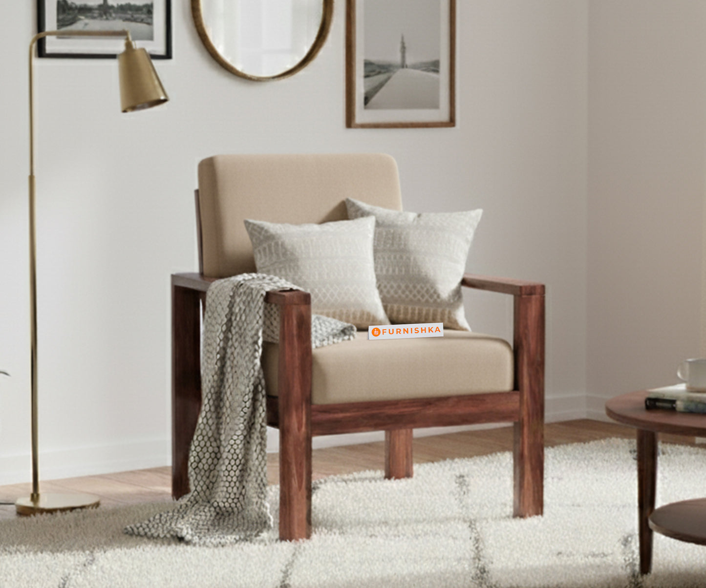 Halle sofa-1Seater Light Beige - Furnishka
