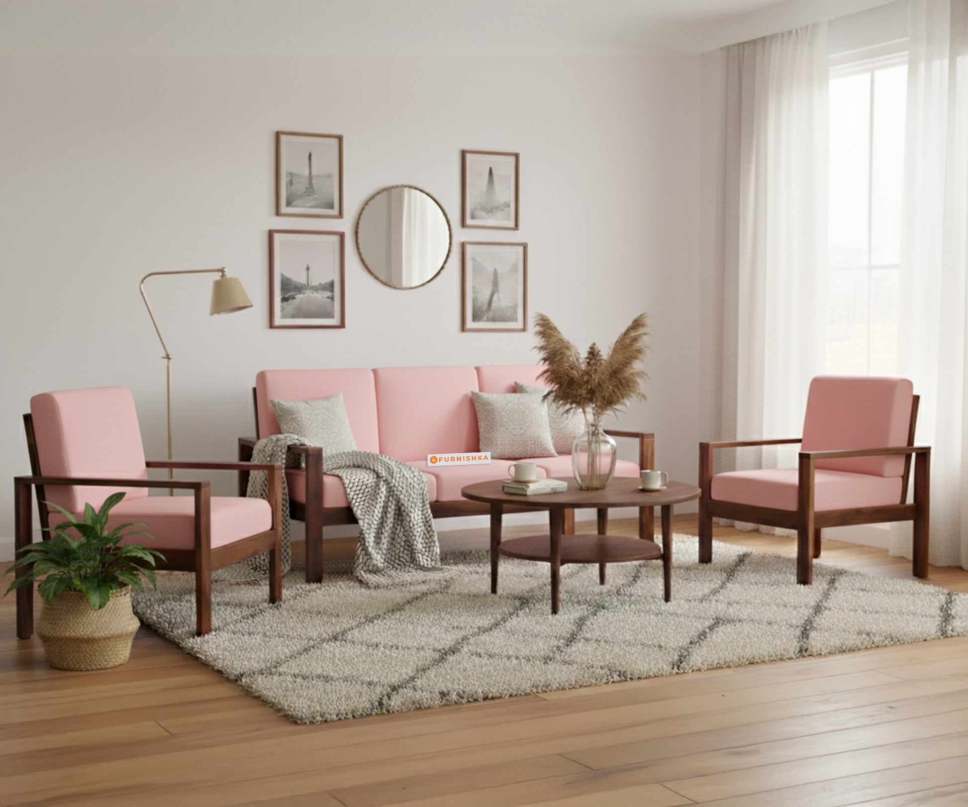 Halle sofa - 3+1+1 Sofa Flamingo Pink - Furnishka 