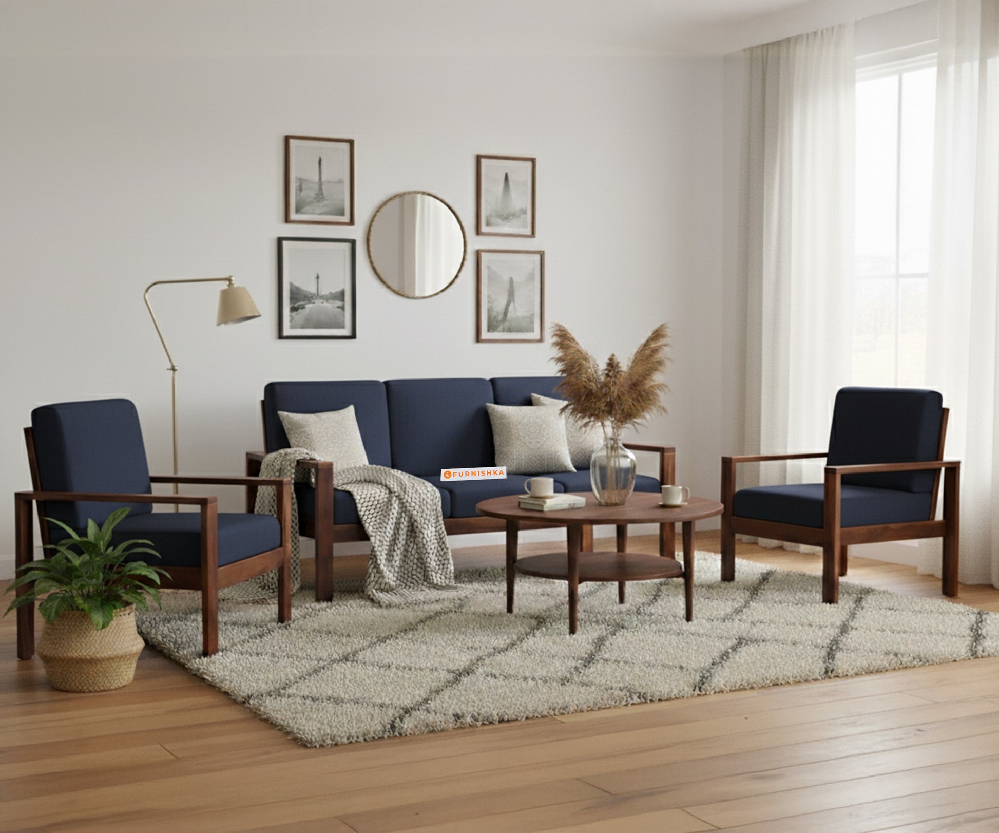 Halle sofa - 3+1+1 Sofa Persian Blue - Furnishka 