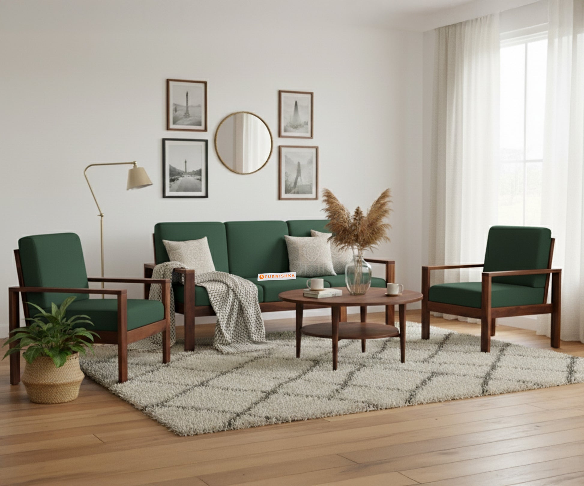 Halle sofa - 3+1+1 Sofa Set Pine Green - Furnishka 