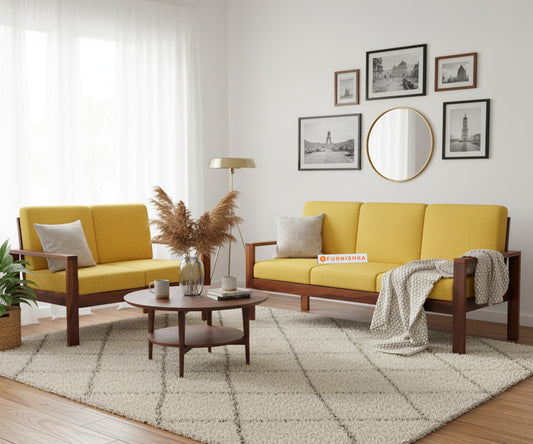 Halle sofa - 3 + 2 Sofa Set  Mustard Yellow - Furnishka 