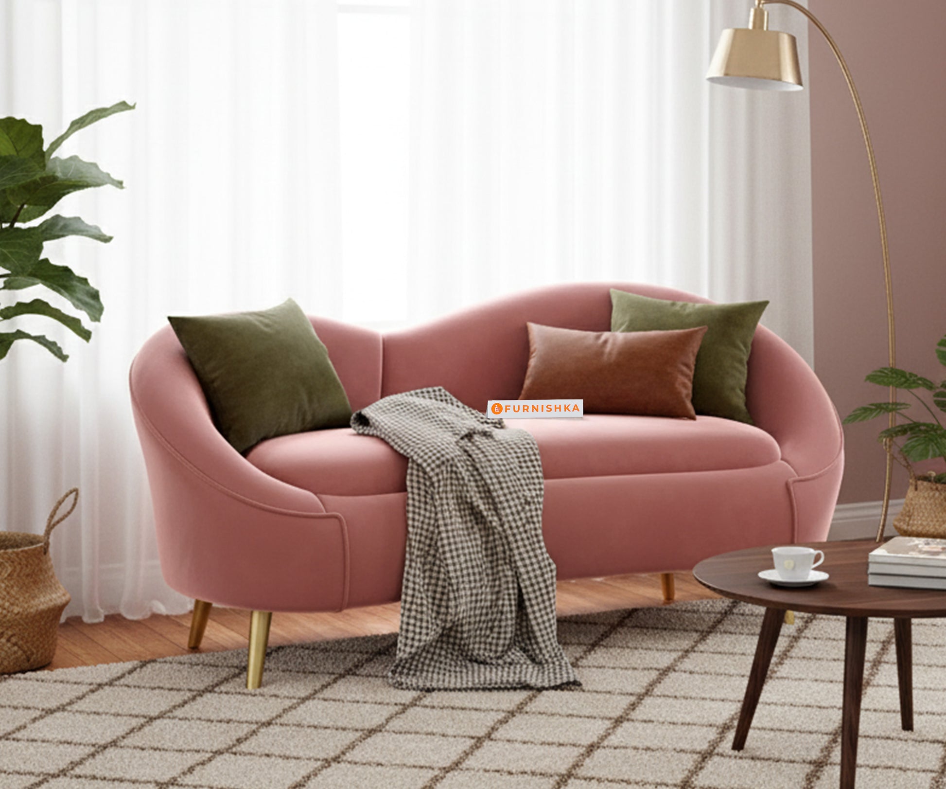 Hana Sofa 2 Seater Flamingo Pink - Furnishka 