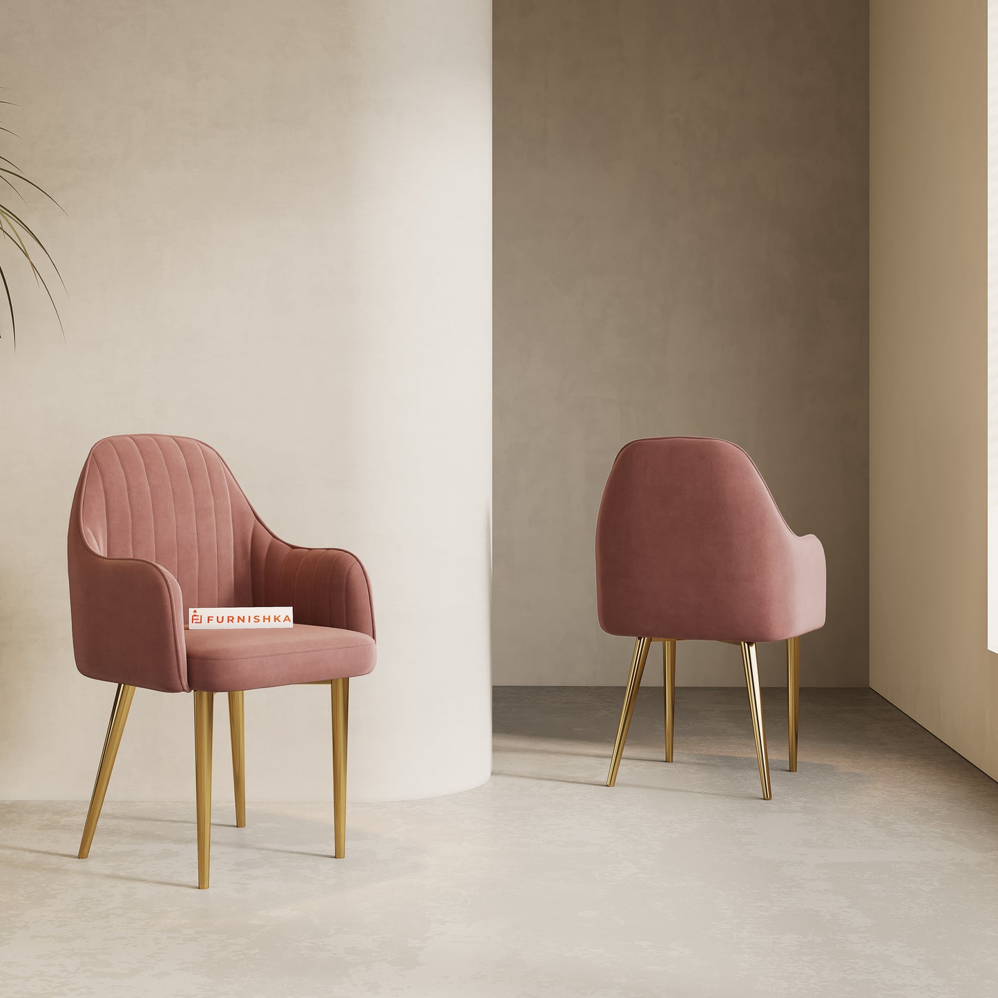 Harley Dining Chair With Gold Leg Flamingo Pink - Furnishka 