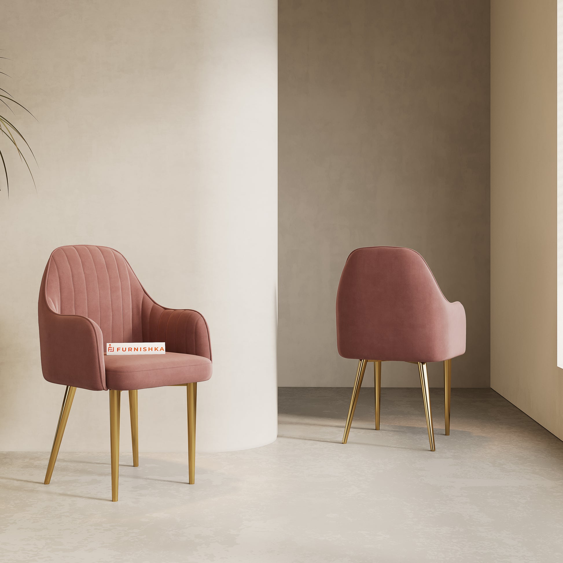 Harley Dining Chair With Gold Leg Flamingo Pink - Furnishka 