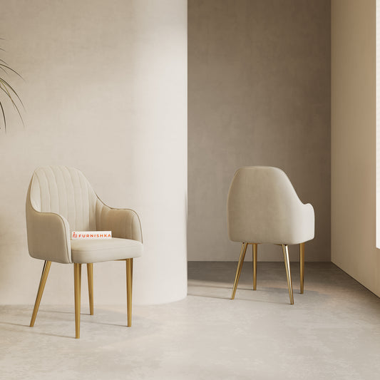 Harley Dining Chair With Gold Leg Light Beige - Furnishka