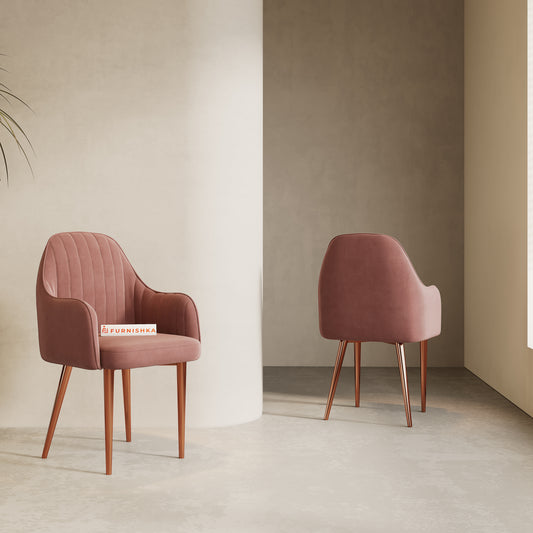 Harley Dining Chair With Rose Glod Leg Flamingo Pink - Furnishka