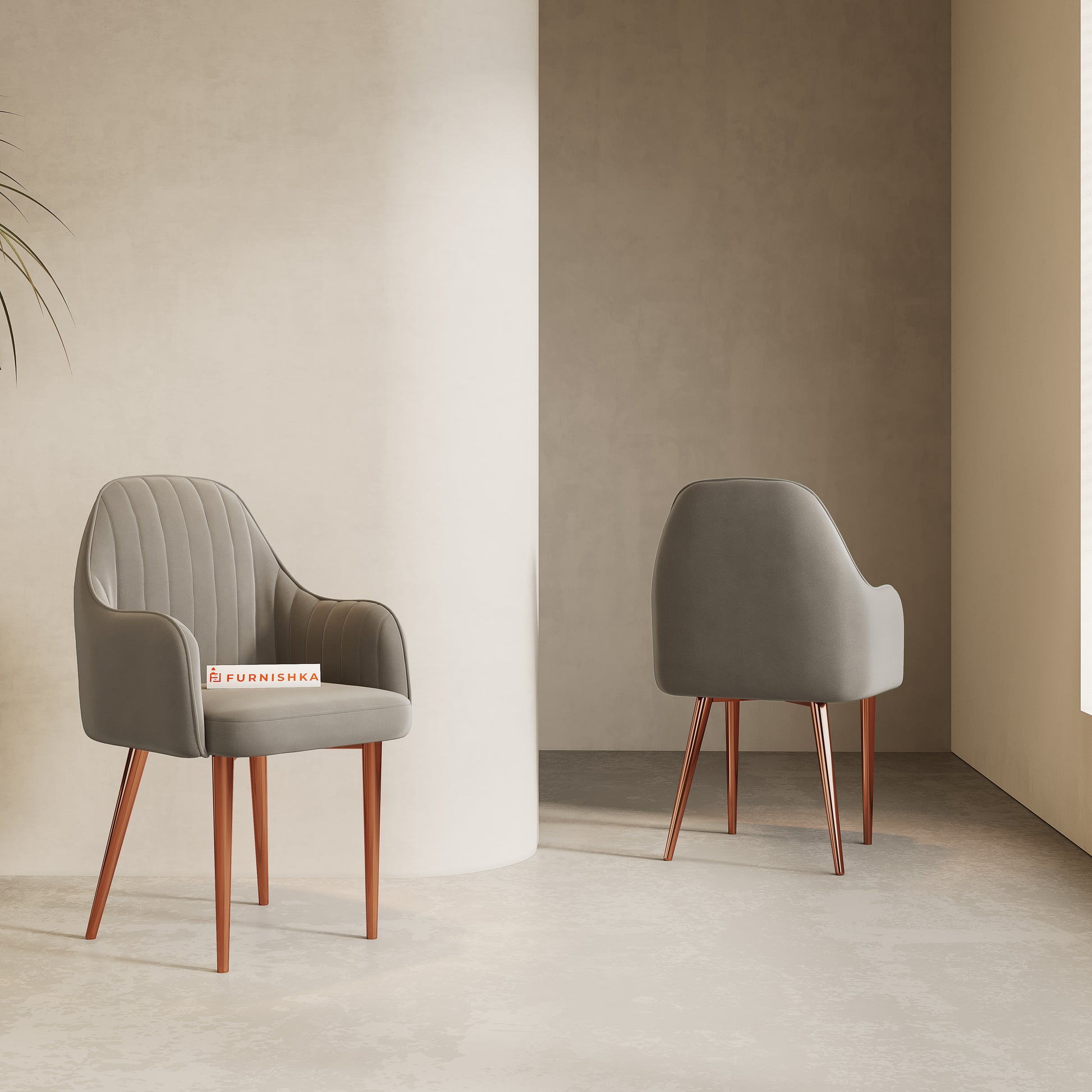 Harley Dining Chair With Rose Glod Leg Space Grey - Furnishka 