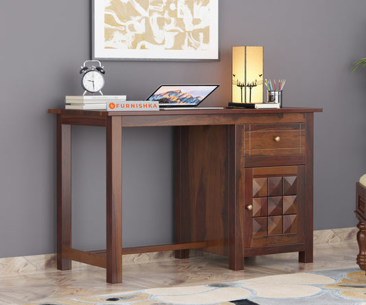Harrison Sheesham Wood Study Table (Brown Finish) - Furnishka 