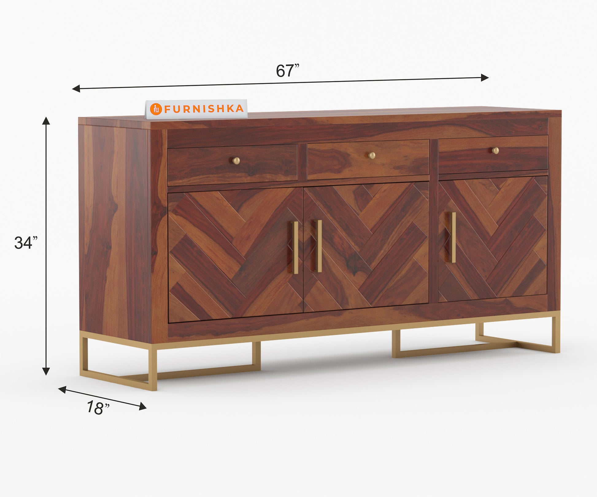 Helie Sheesham Wood Cabinet and Sideboard - Furnishka 