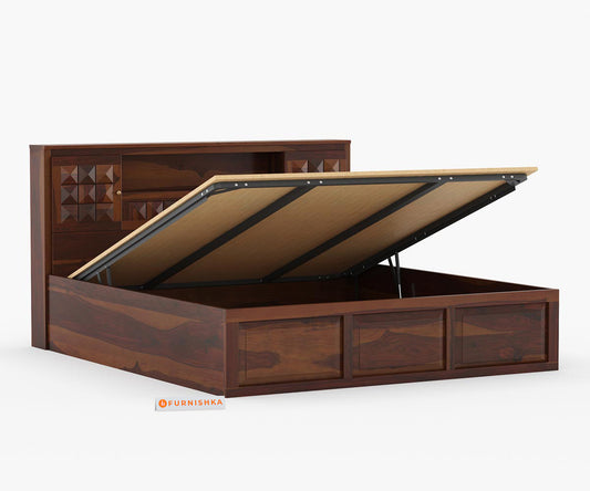 Maverick Sheesham wood With Hydraulic Storage Bed - Queen Size