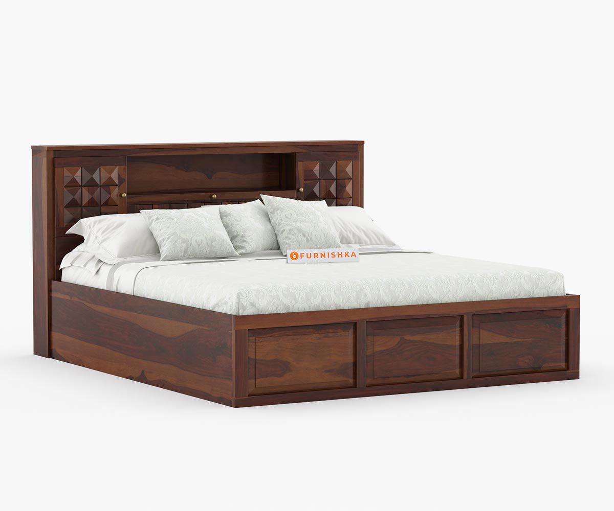 Maverick Sheesham wood With Hydraulic Storage Bed - Queen Size