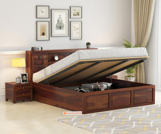 Maverick Sheesham wood With Hydraulic Storage Bed - King Size