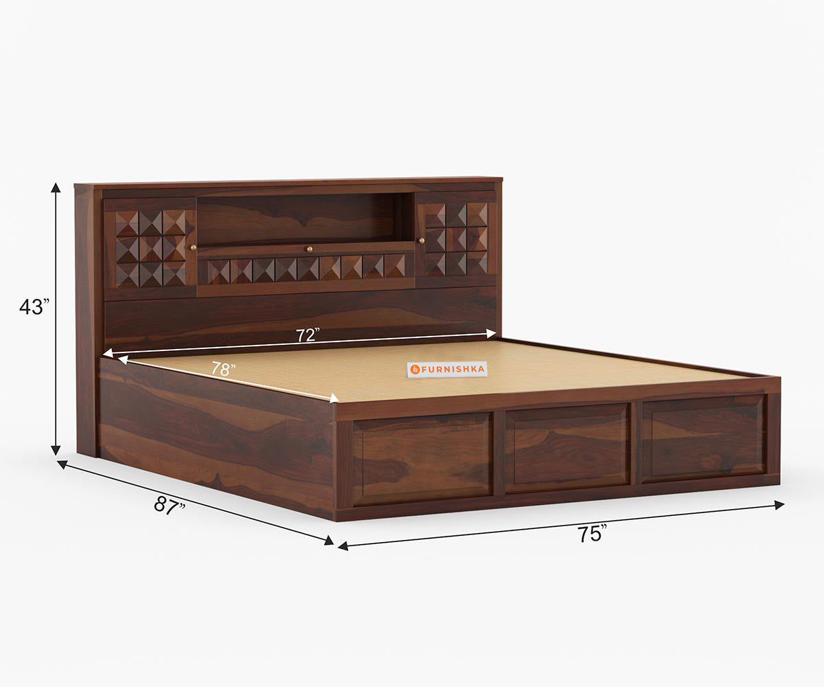Maverick Sheesham wood With Hydraulic Storage Bed - King Size