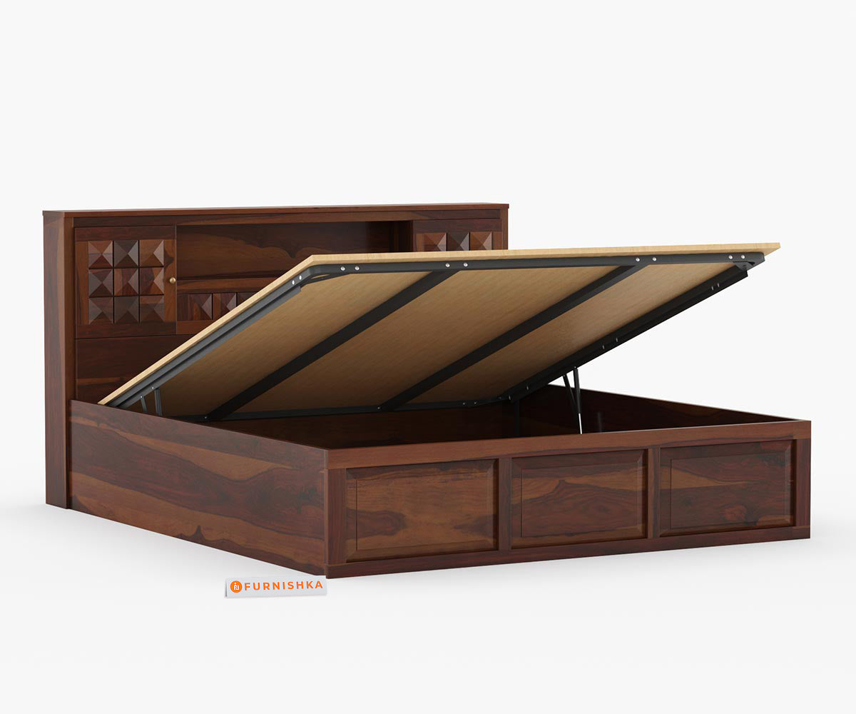 Maverick Sheesham wood With Hydraulic Storage Bed - King Size