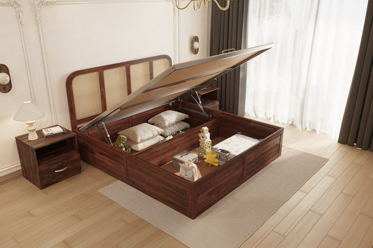 Amara Hydraulic Bed in Sheesham - Queen Size