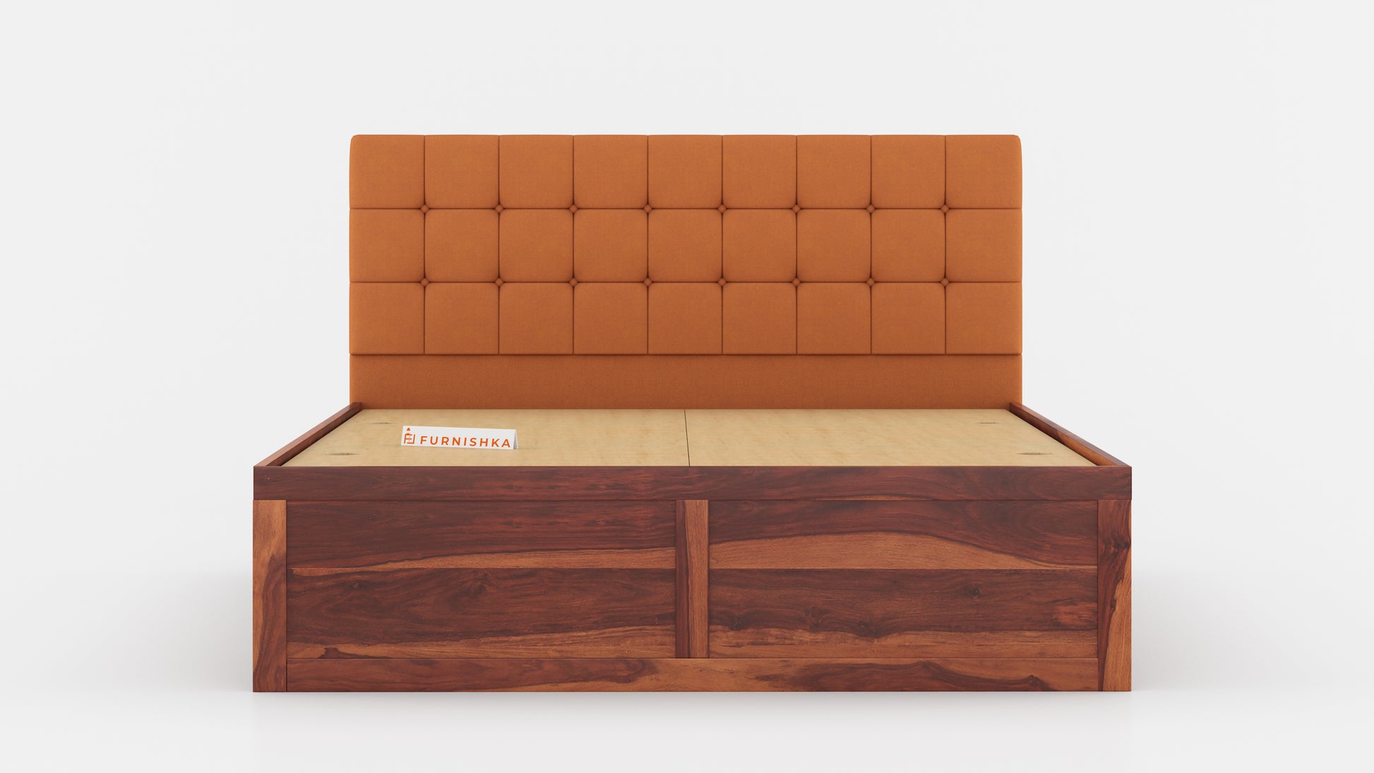 Irene Sheesham Wood bed with Upholstered headboard Box Storage King Size - Furnishka 