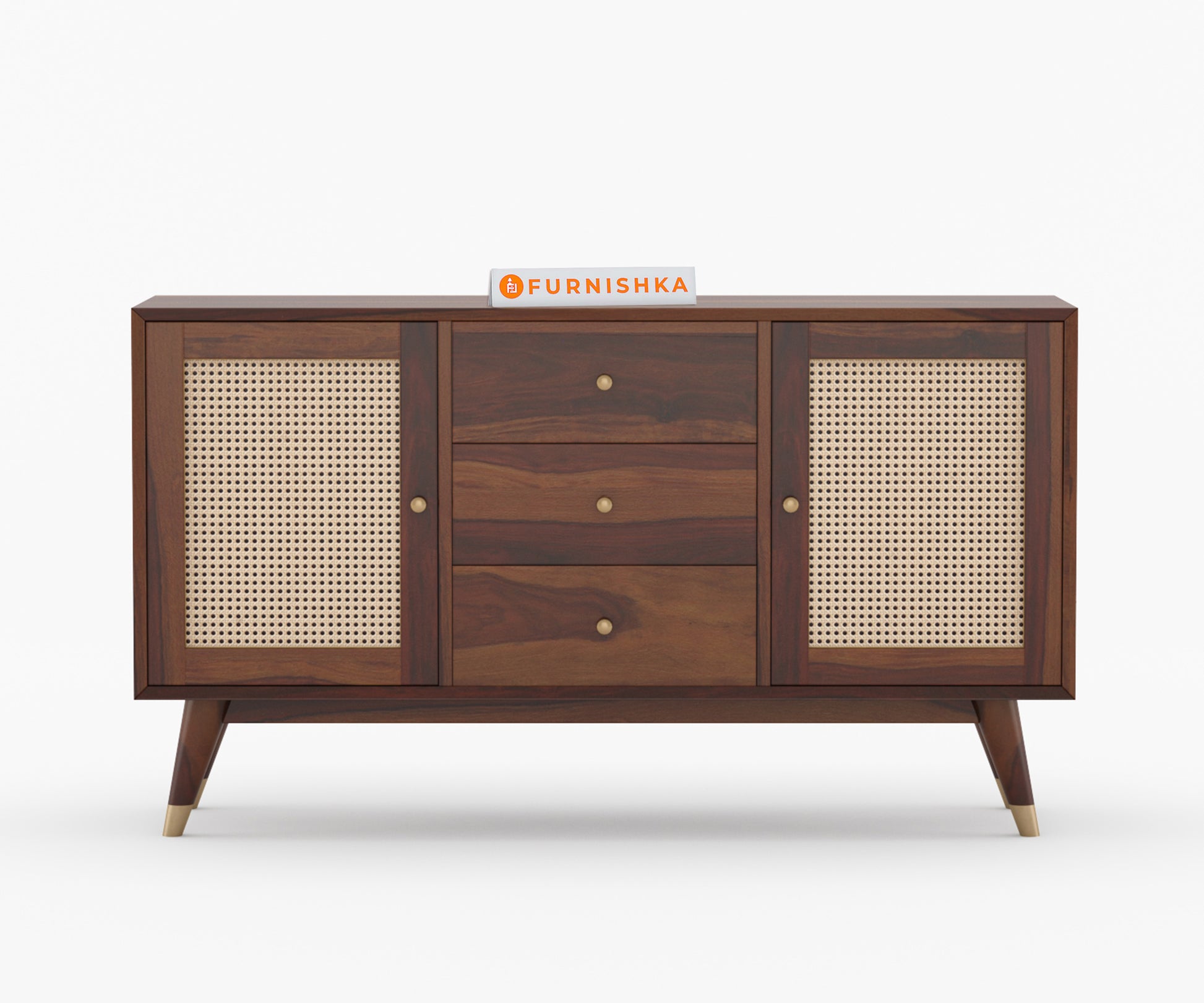 Jarvis Sheesham Wood Cane Cabinet and Sideboard - Furnishka 