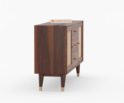Jarvis Sheesham Wood Cane Cabinet and Sideboard - Furnishka 