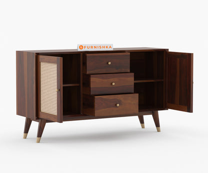 Jarvis Sheesham Wood Cane Cabinet and Sideboard - Furnishka 
