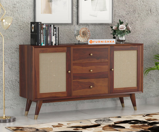 Jarvis Sheesham Wood Cane Cabinet and Sideboard - Furnishka 