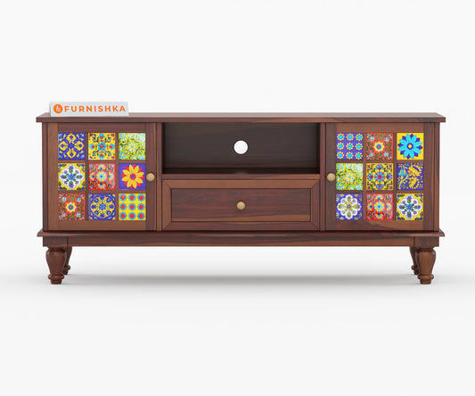 Jax Sheesham Wood Tv Cabinets with Drawers and Storage - Furnishka 