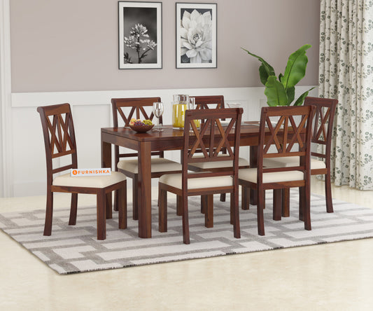 Joanne 6 Seater Dining Sets with Cushion & Chairs - Furnishka 