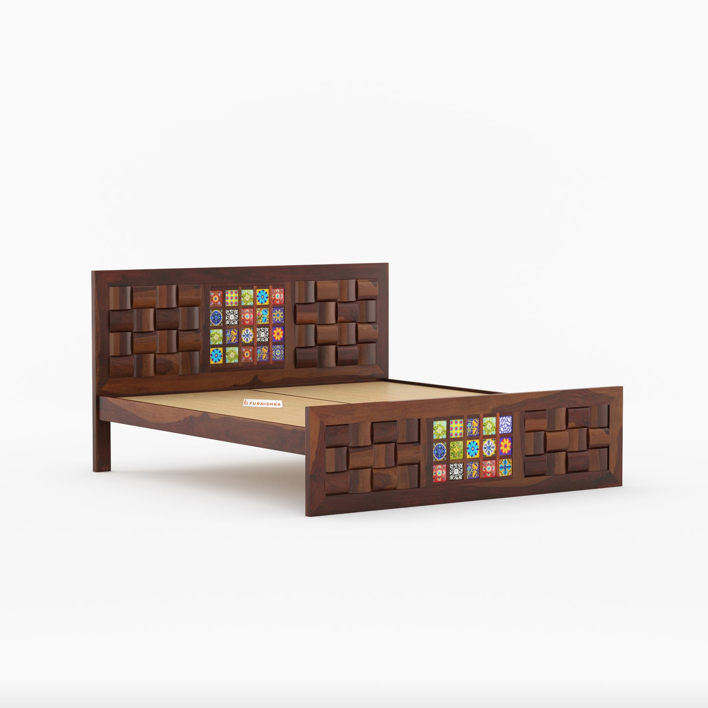 Josy Sheesham Wood Bed Non Storage - King Size - Furnishka 