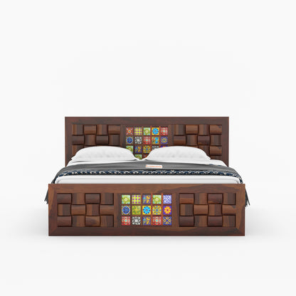 Josy Sheesham Wood Bed Non Storage - Queen Size - Furnishka 