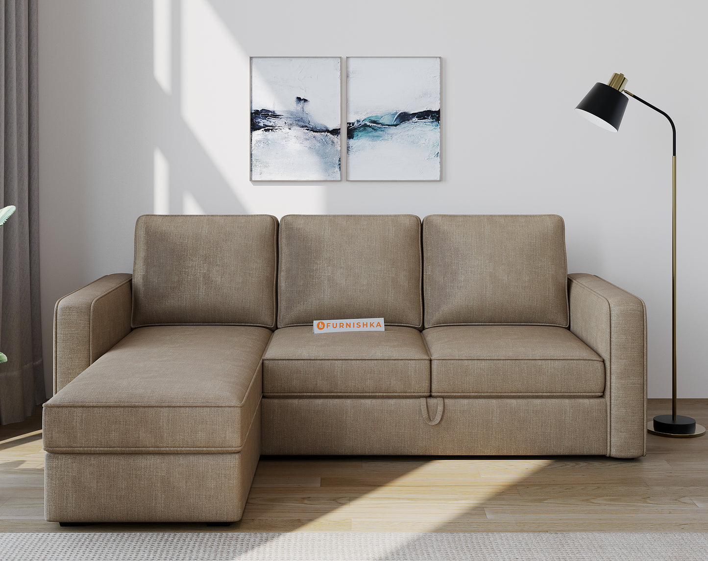 Kasba Sofa 2+L LHS Sofa cum Bed  - Pull out Type - Furnishka 