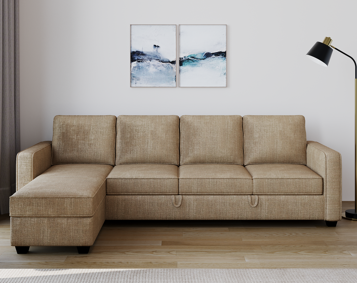 Kasba Sofa 3+L LHS Sofa cum Bed  - Pull out Type - Furnishka 