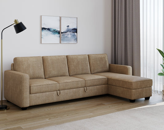 Kasba Sofa 3+L RHS Sofa cum Bed  - Pull out Type - Furnishka 