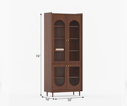 Kavin Acacia Wood Four Door Book Shelf - Furnishka 