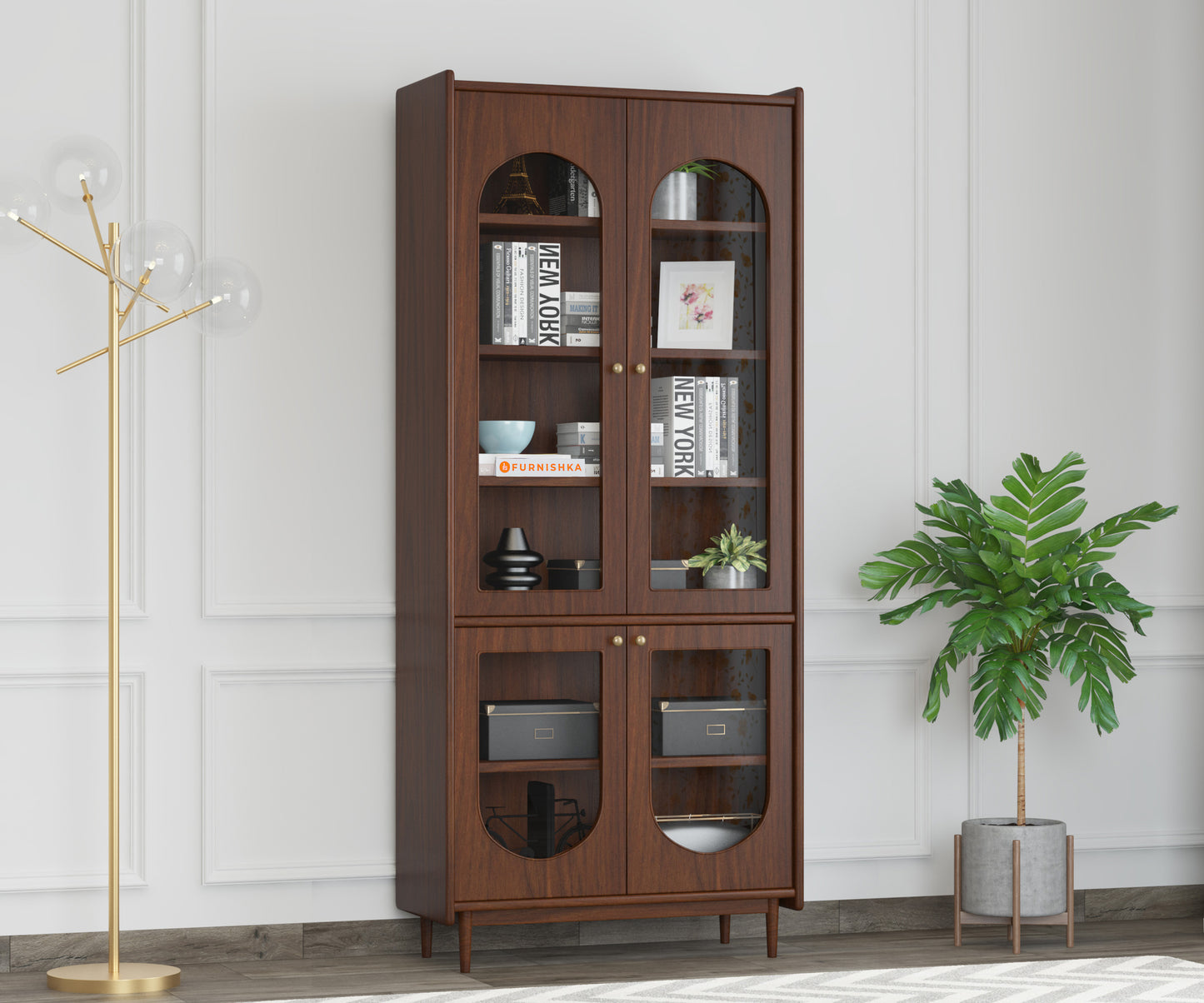 Kavin Acacia Wood Four Door Book Shelf - Furnishka 