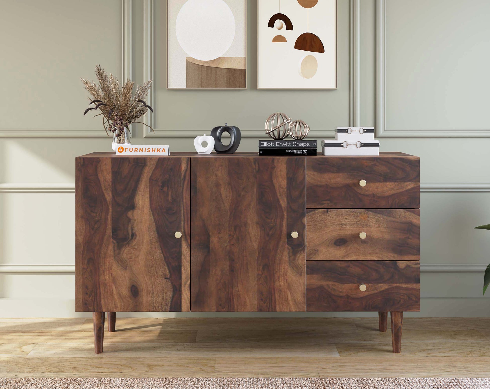 OG Toshi Sideboard With 2 shutters and 3 drawers in Sheesham - Furnishka 