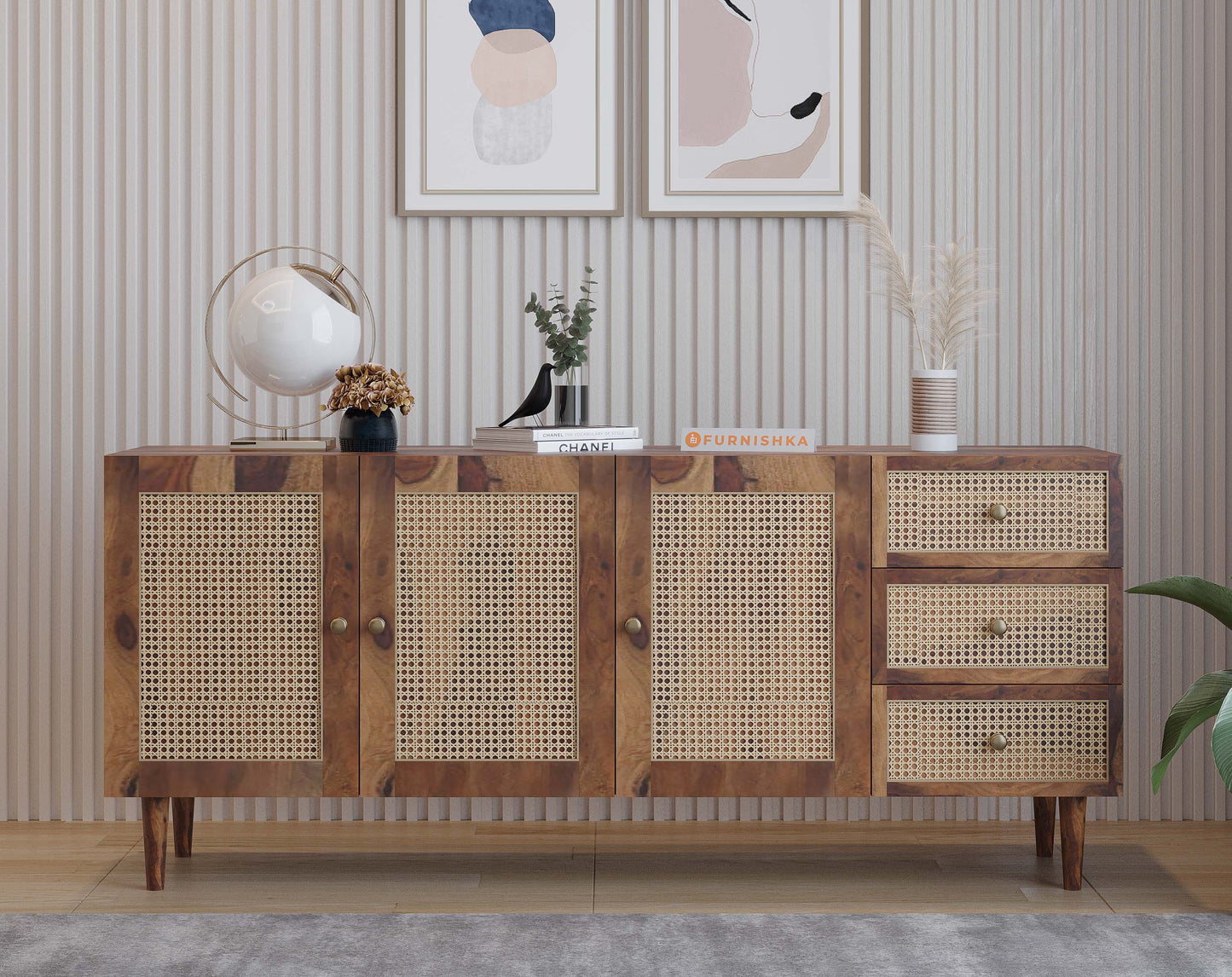 Amara Toshi Sideboard With 3 shutters and 3 drawers in Sheesham - Furnishka 